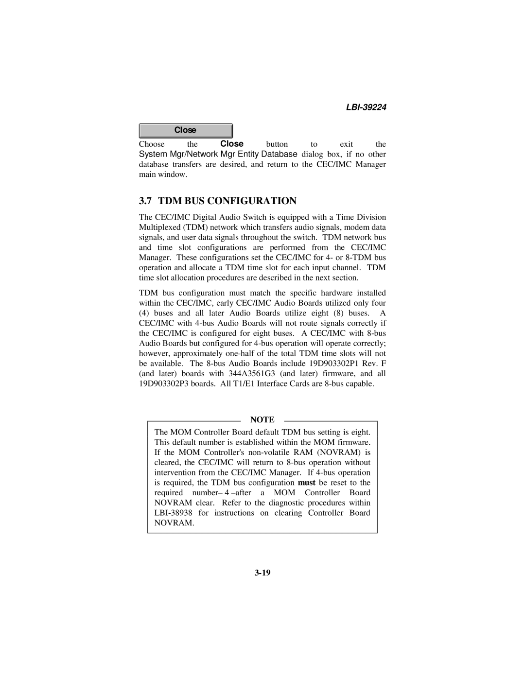 Ericsson LBI-39224 manual TDM BUS Configuration 