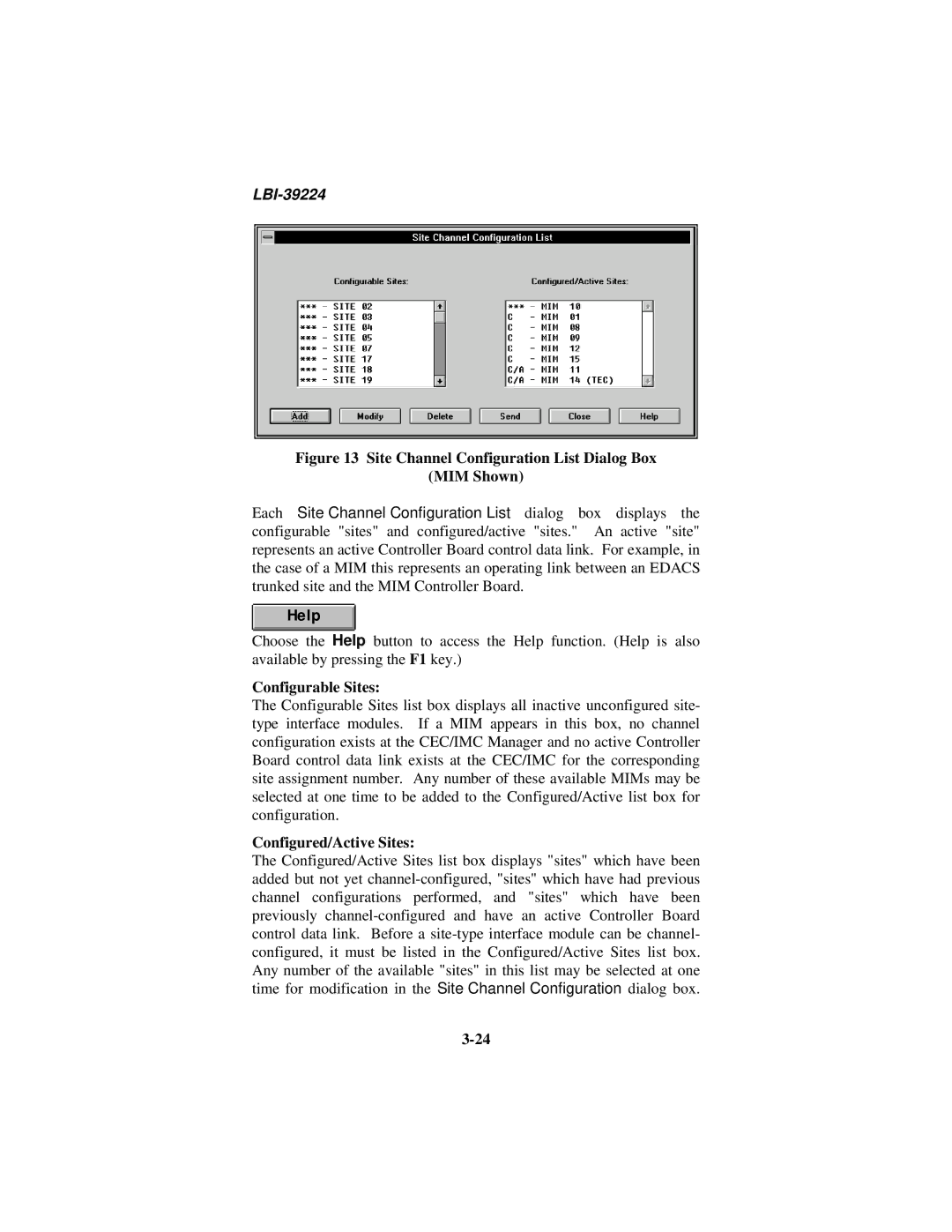 Ericsson LBI-39224 manual Configurable Sites, Configured/Active Sites 