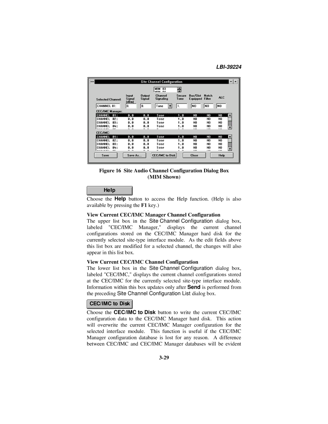 Ericsson LBI-39224 manual View Current CEC/IMC Manager Channel Configuration, View Current CEC/IMC Channel Configuration 