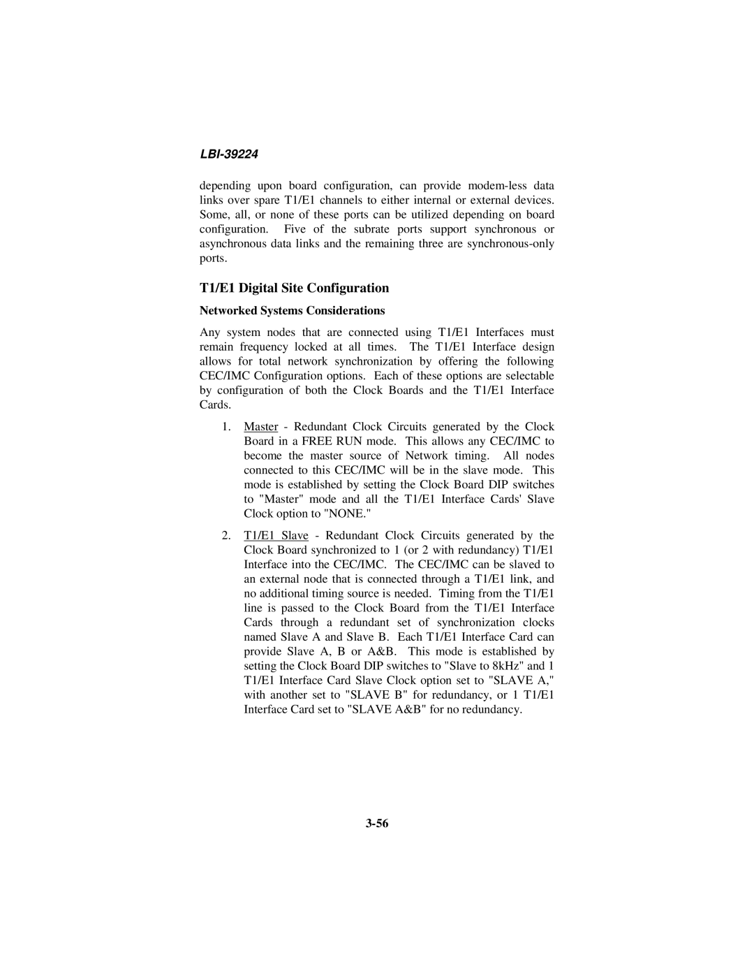 Ericsson LBI-39224 manual T1/E1 Digital Site Configuration 