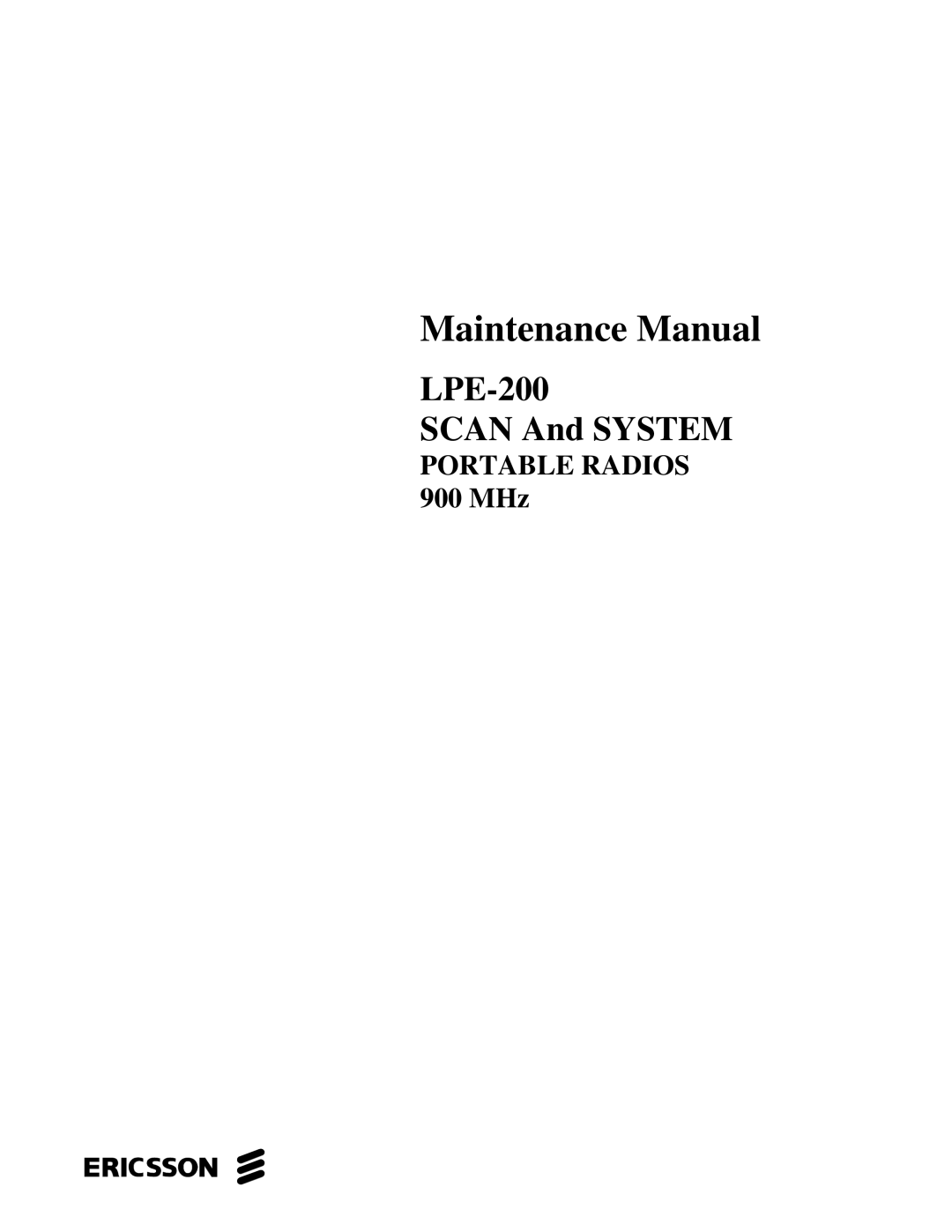 Ericsson LPE-200 manual Maintenance Manual 