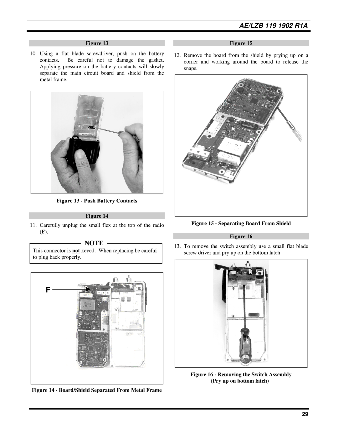 Ericsson LPE-200 manual Push Battery Contacts 