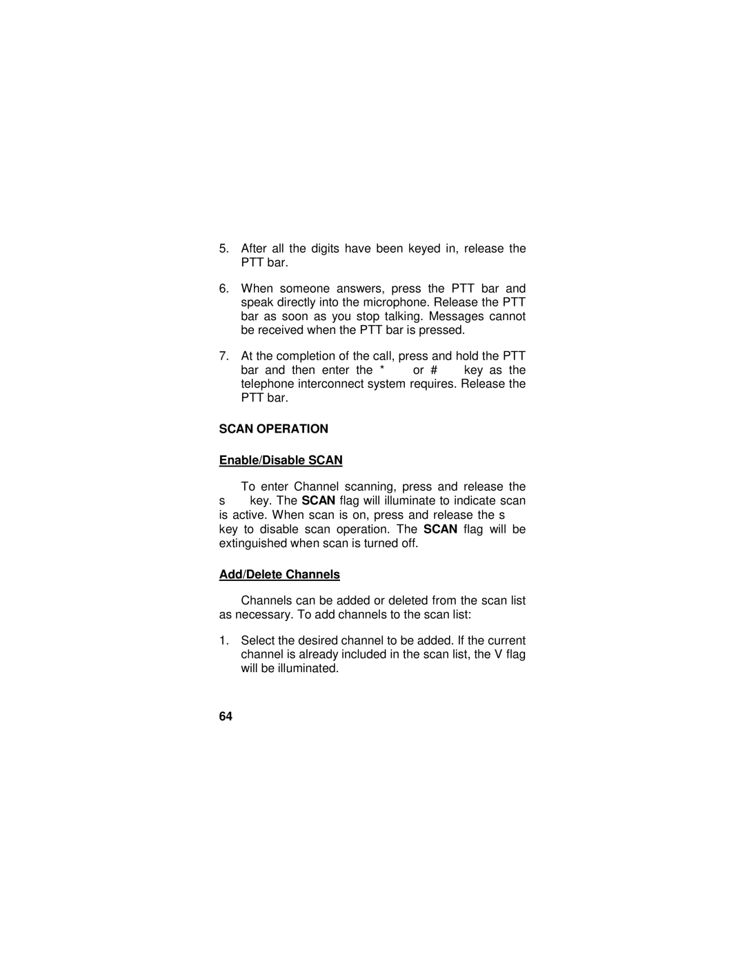 Ericsson LZT-1872R1A manual Scan Operation, Enable/Disable Scan 