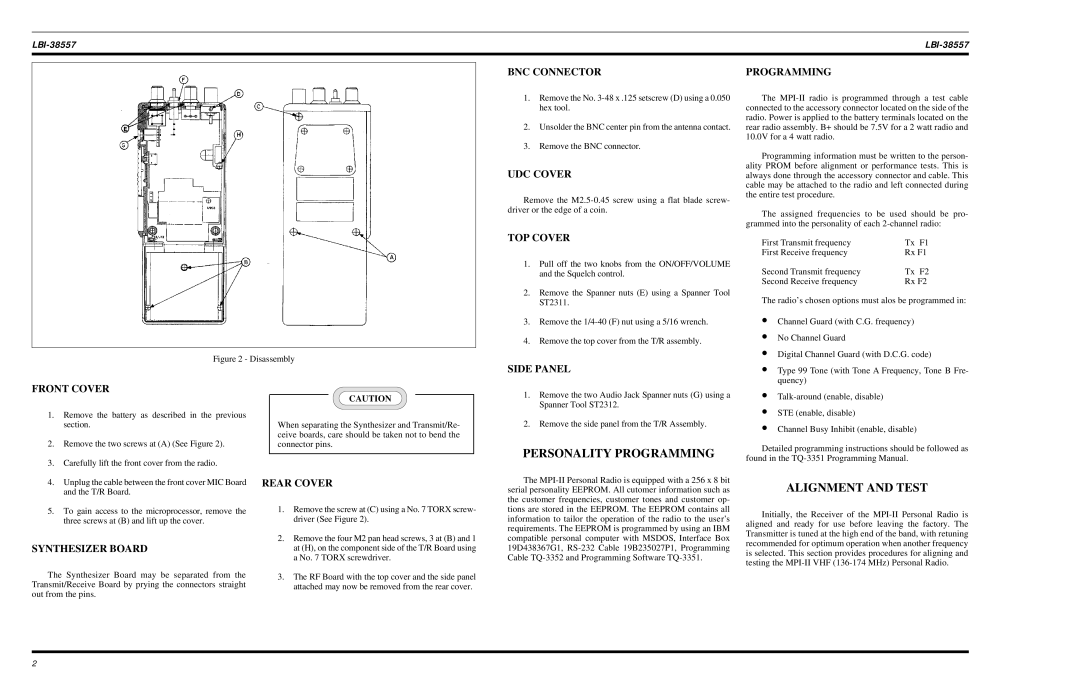 Ericsson MPI-II VHF manual Personality Programming, Alignment and Test 