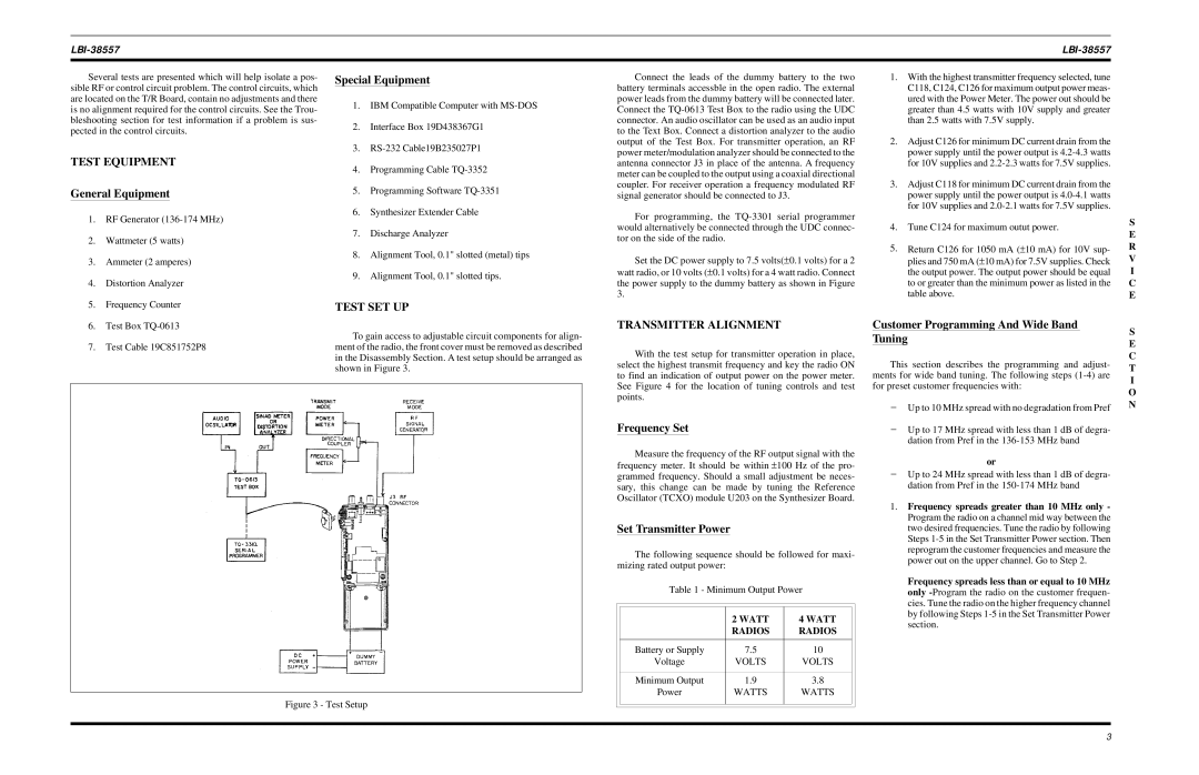 Ericsson MPI-II VHF manual Test Equipment, Test SET UP, Transmitter Alignment 