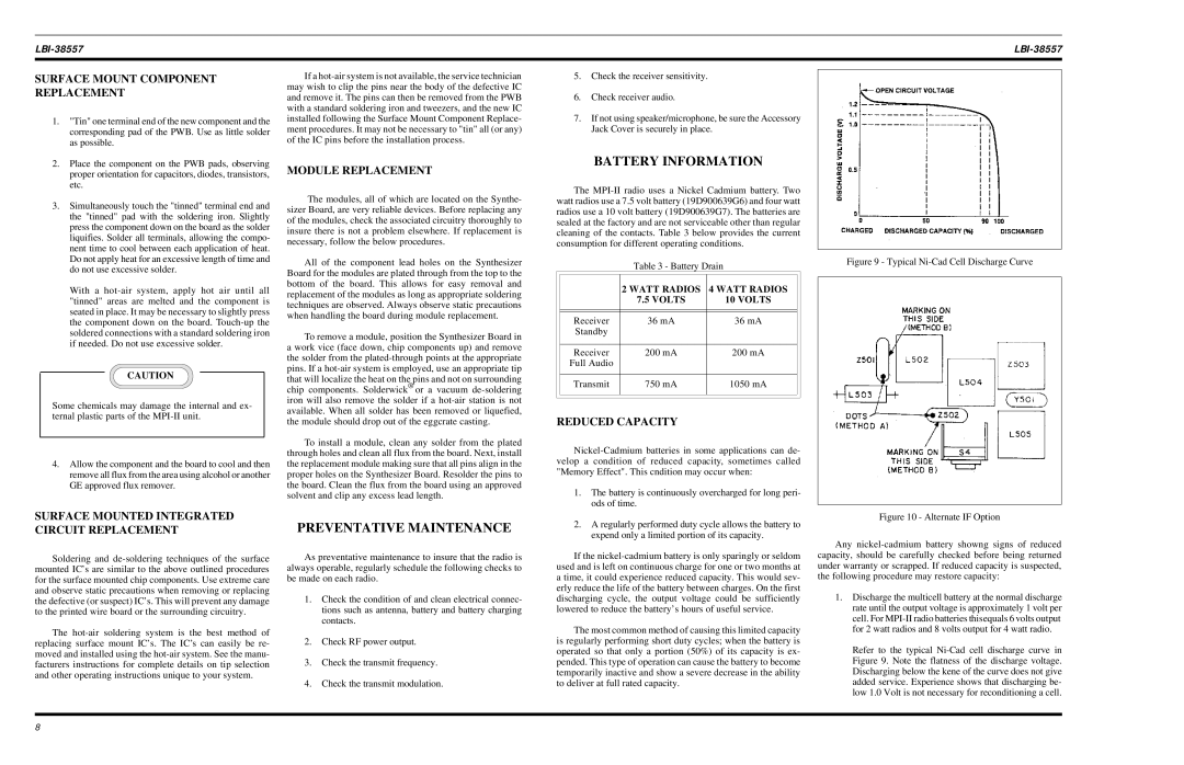 Ericsson MPI-II VHF manual Battery Information 