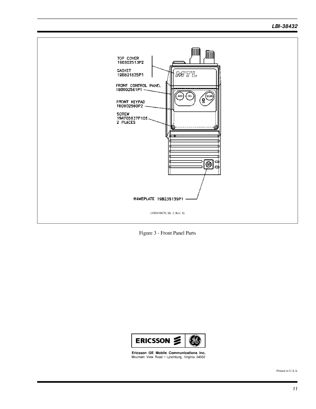 Ericsson MTL-SX manual 19D438678, Sh , Rev 