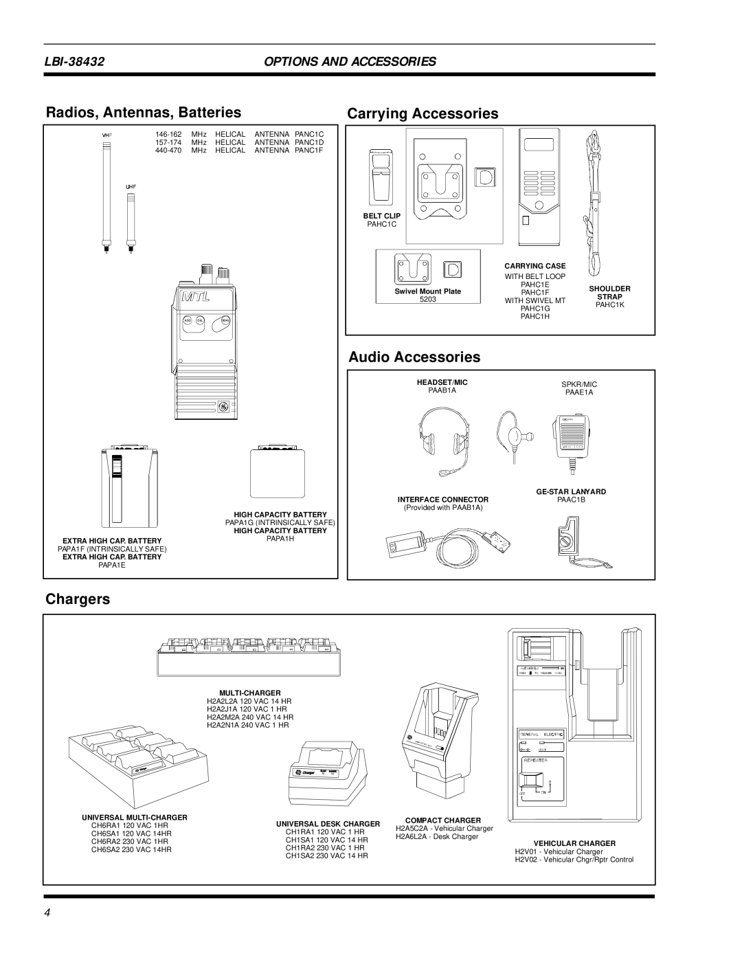 Ericsson MTL-SX manual Options and Accessories 