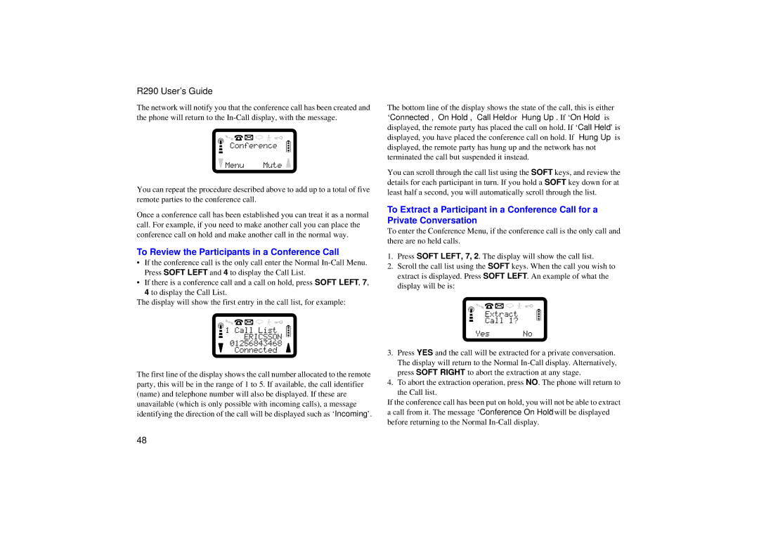 Ericsson R290 manual To Review the Participants in a Conference Call 