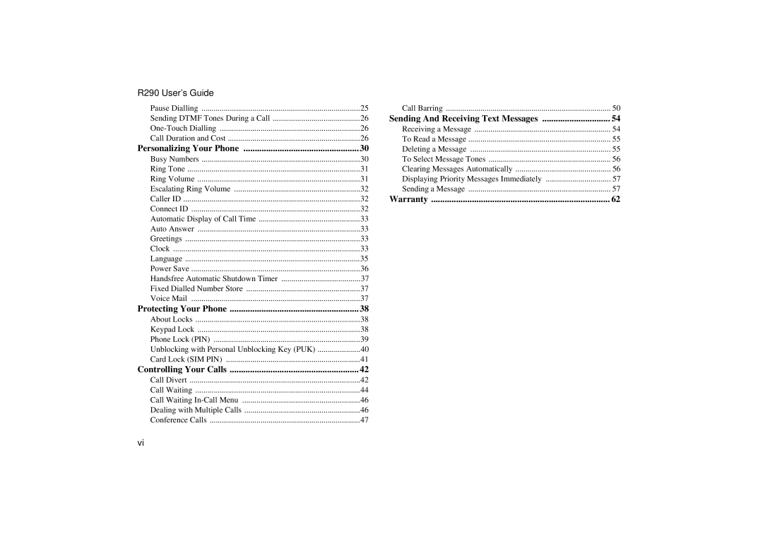 Ericsson R290 manual Warranty 