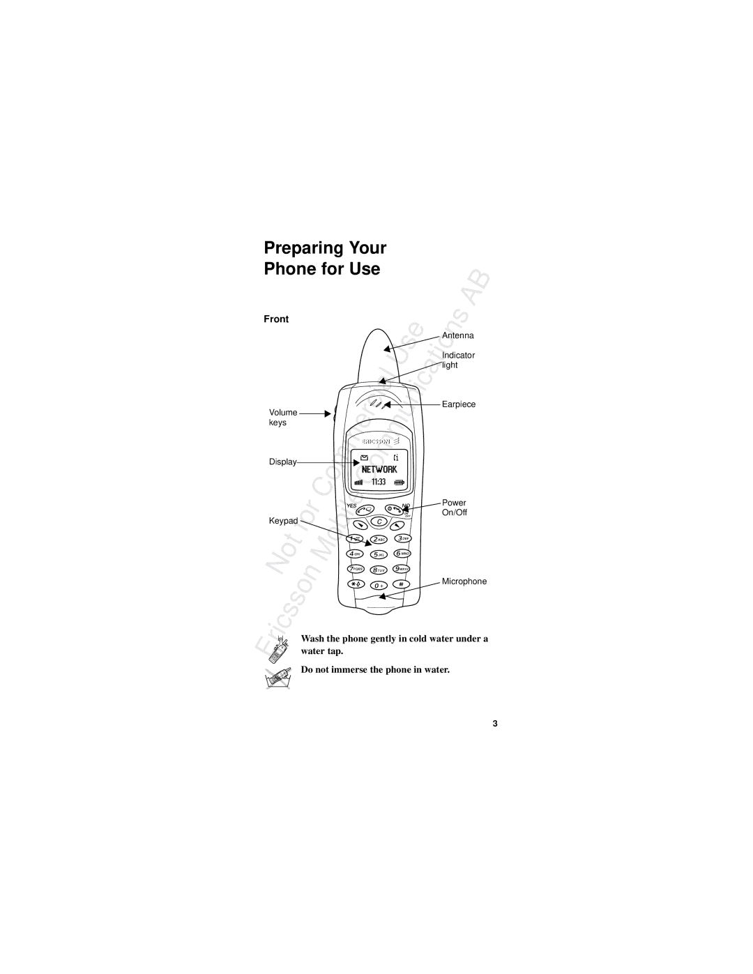 Ericsson R310s manual Phone for Use, Front 