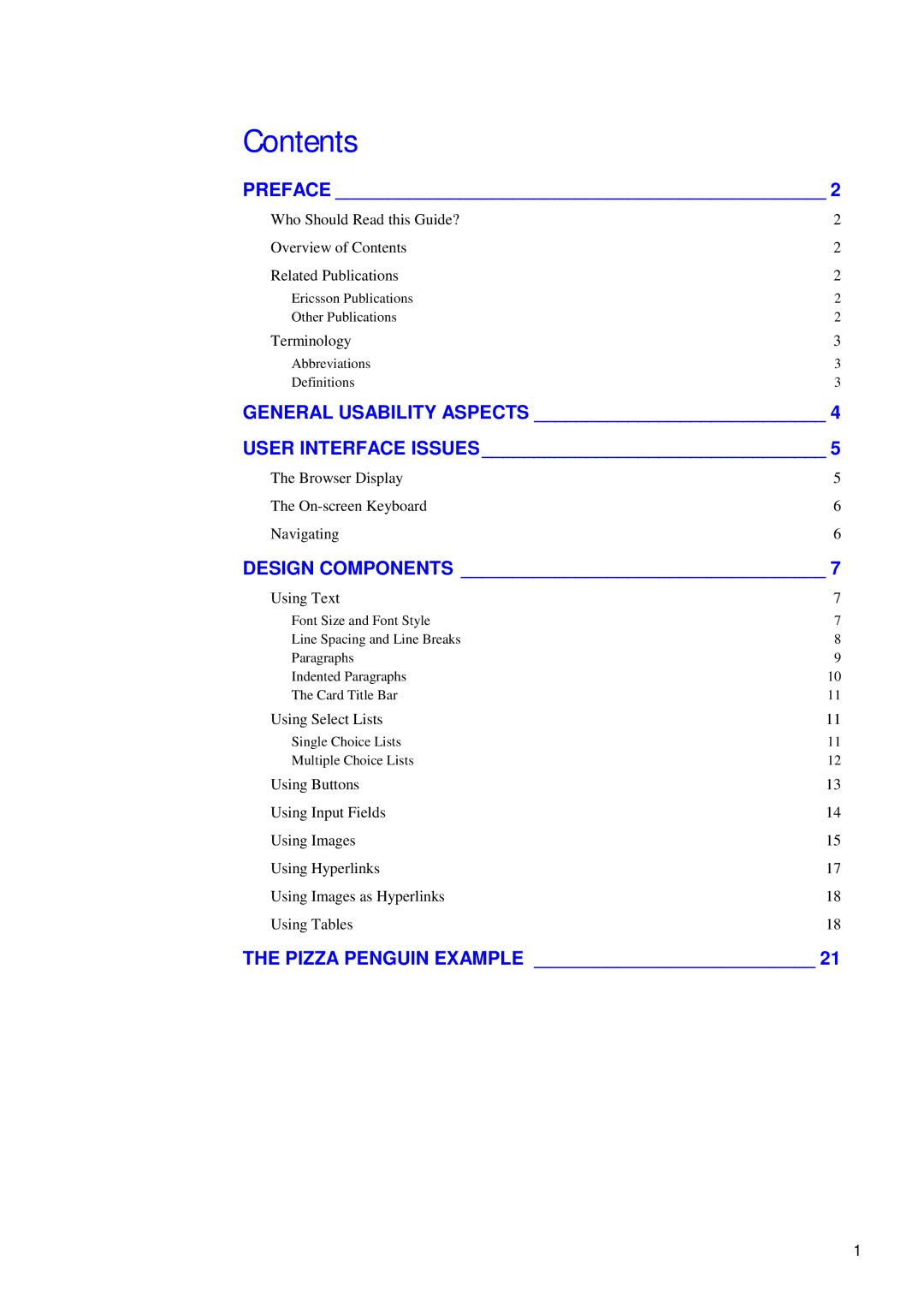 Ericsson R380 manual Contents 