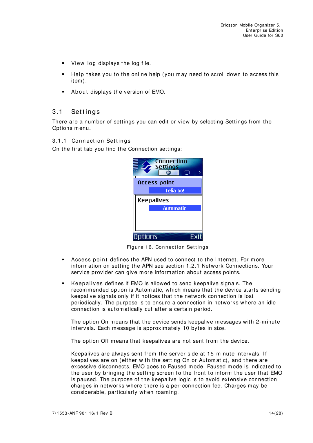 Ericsson S60 manual Connection Settings 