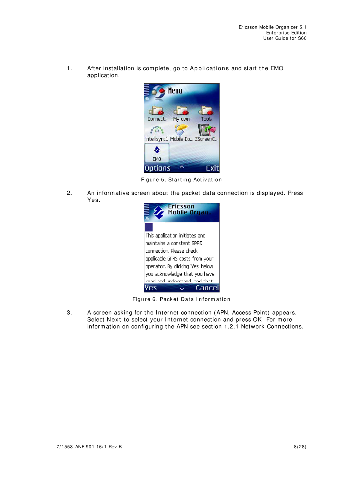 Ericsson S60 manual Starting Activation 