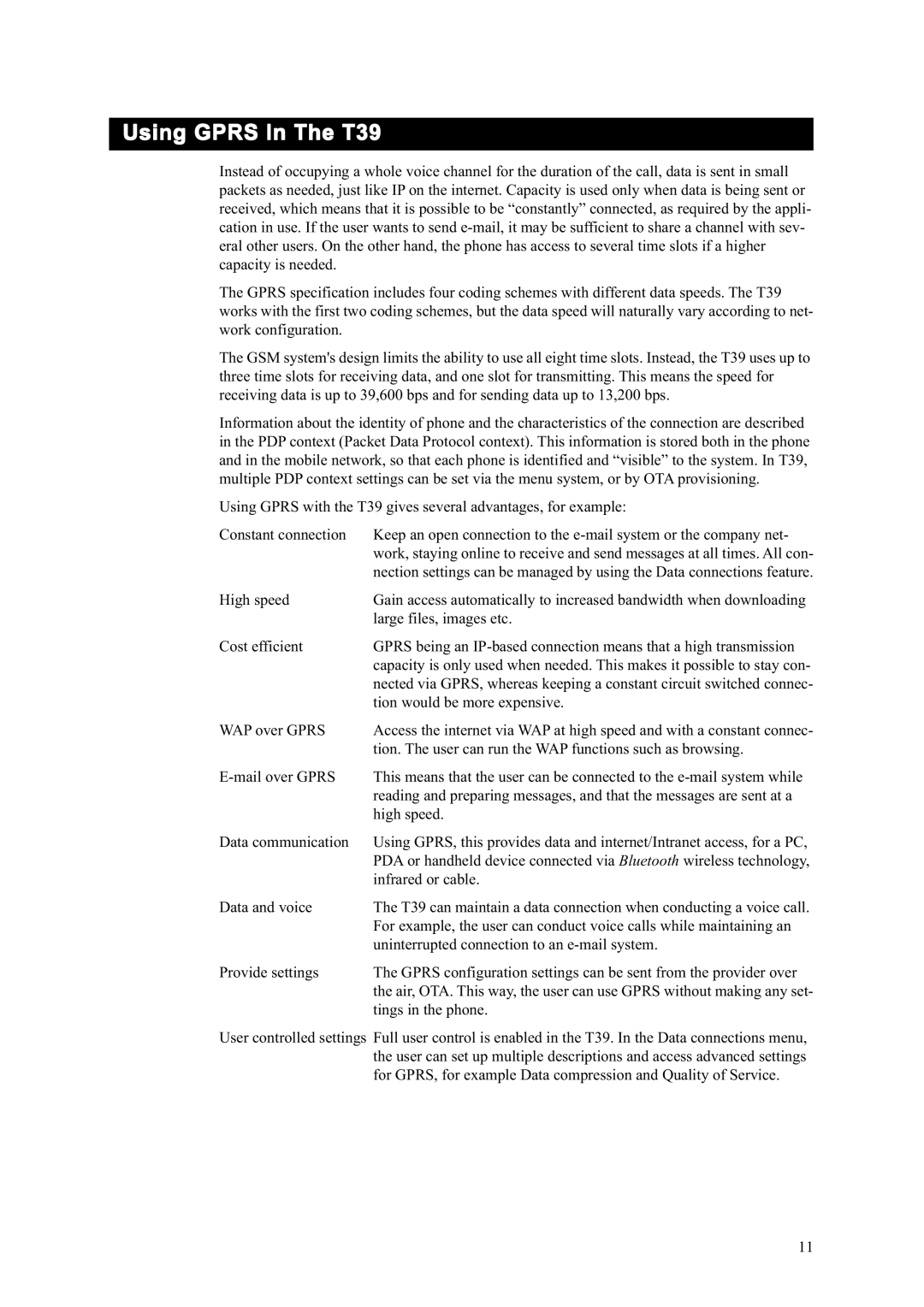 Ericsson manual Using Gprs In The T39 