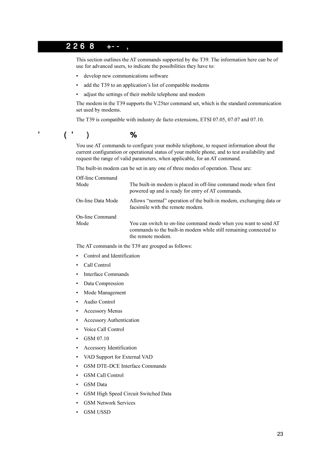 Ericsson T39 manual AT Commands Support, Overview Of AT Command Functions, GSM Ussd 