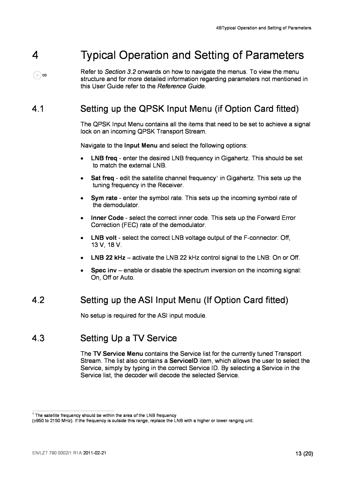 Ericsson TT1222 manual Typical Operation and Setting of Parameters 