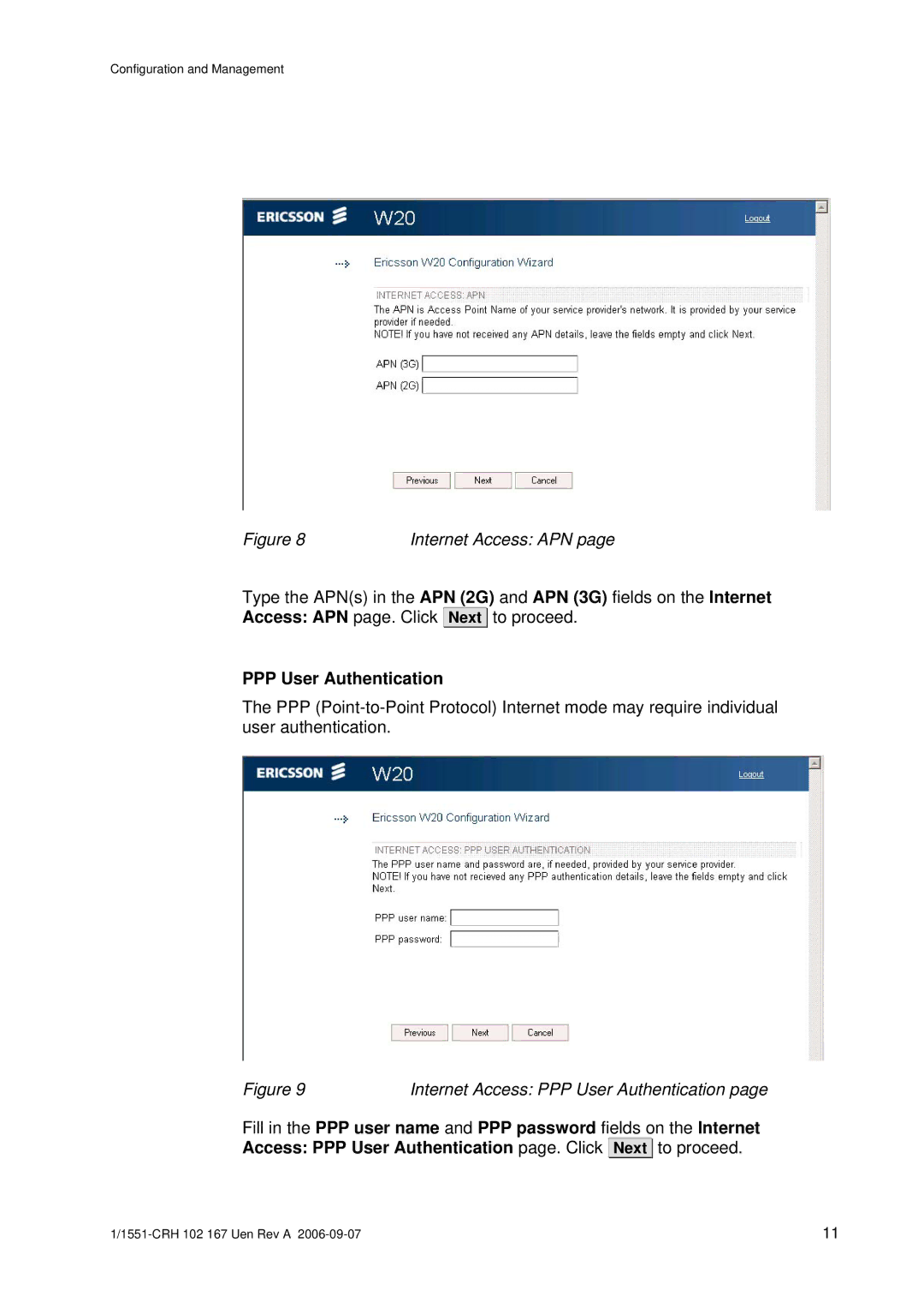 Ericsson W20 manual PPP User Authentication 