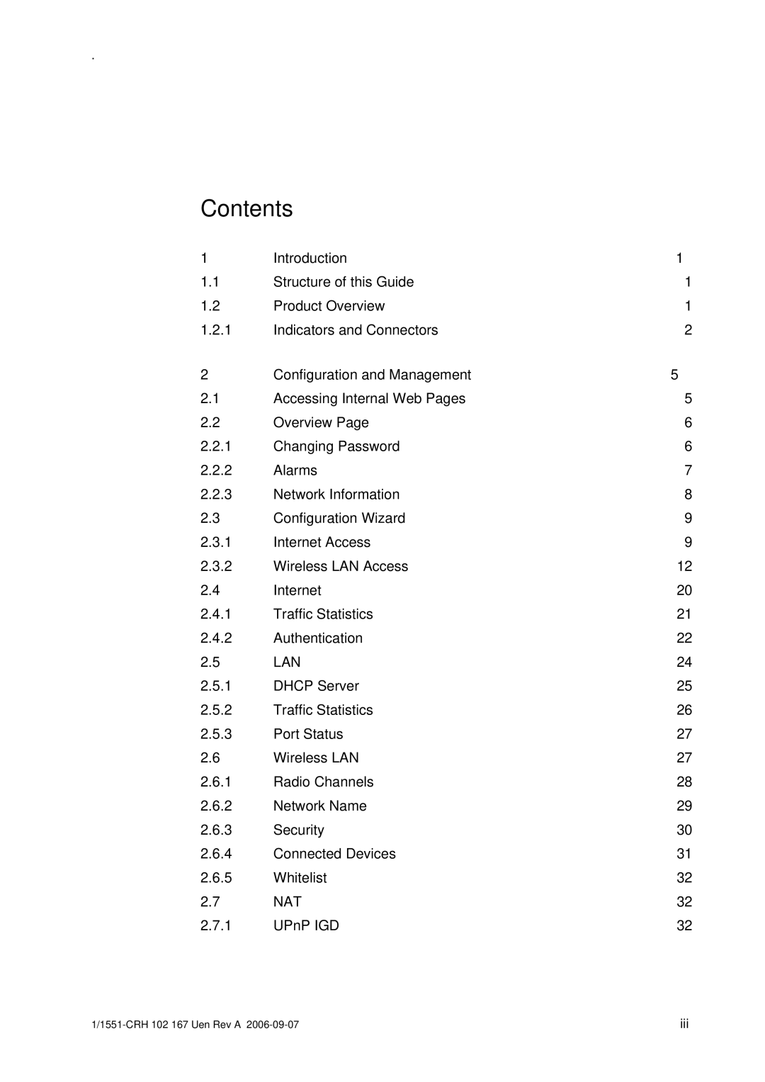 Ericsson W20 manual Contents 