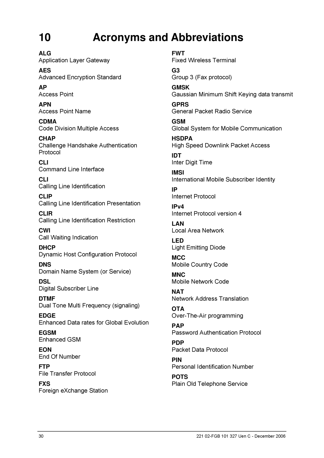 Ericsson W2x Series manual Egsm Enhanced GSM, IPv4 