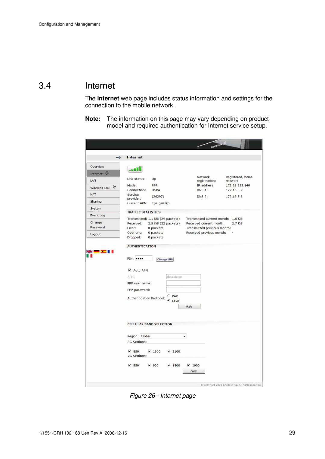 Ericsson W3X manual Internet 