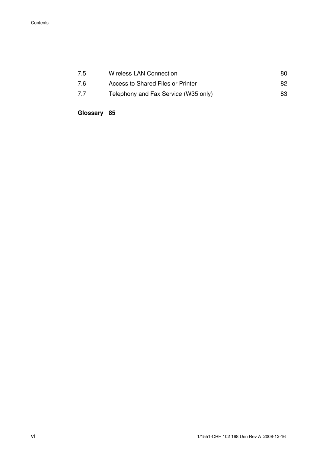 Ericsson W3X manual Glossary 