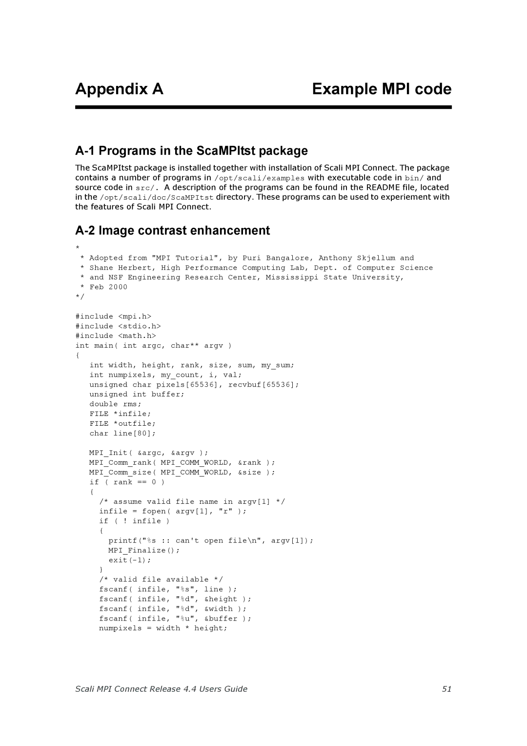 Escali 4.4 manual Appendix a, Programs in the ScaMPItst package, Image contrast enhancement 