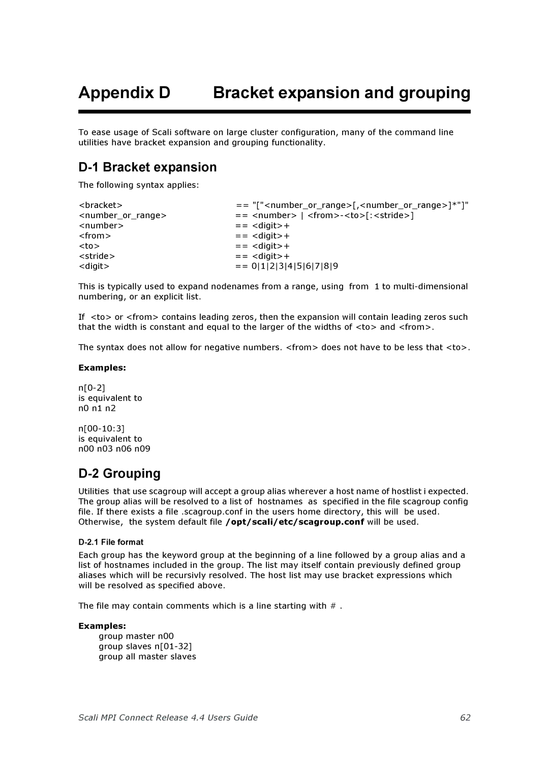 Escali 4.4 manual Appendix D Bracket expansion and grouping, Grouping 