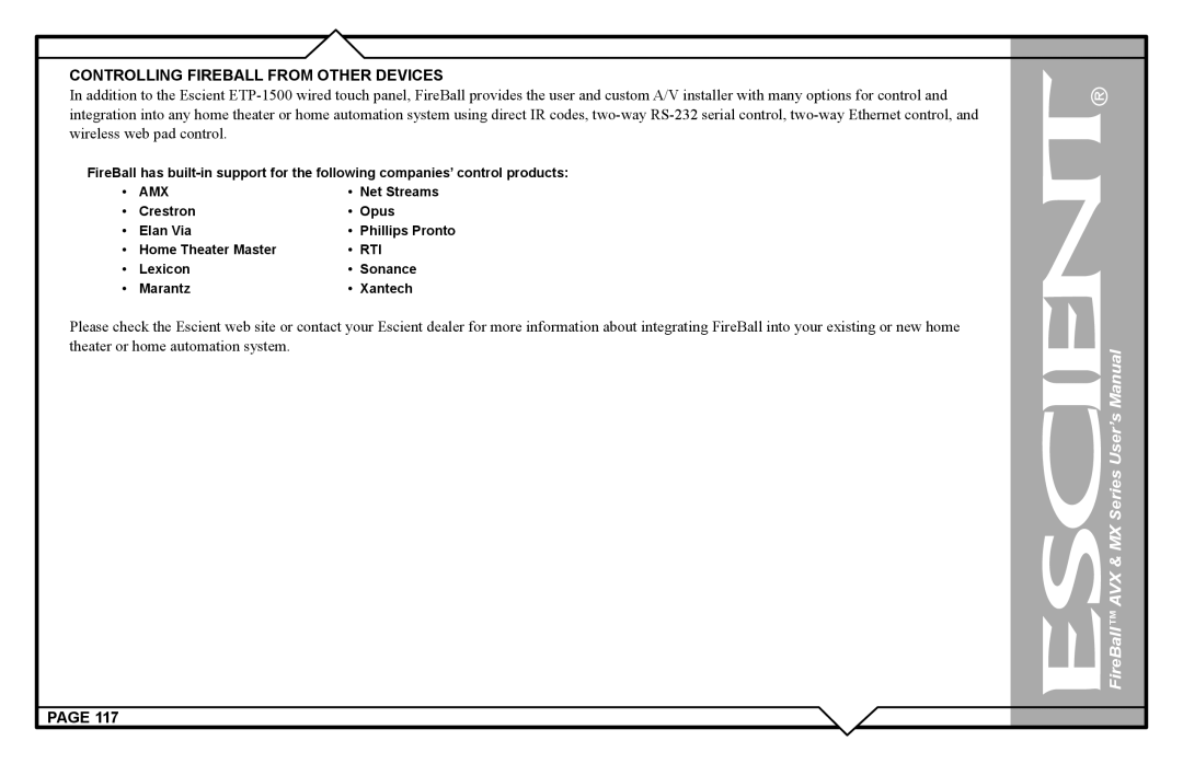 Escient AVX user manual Amx 