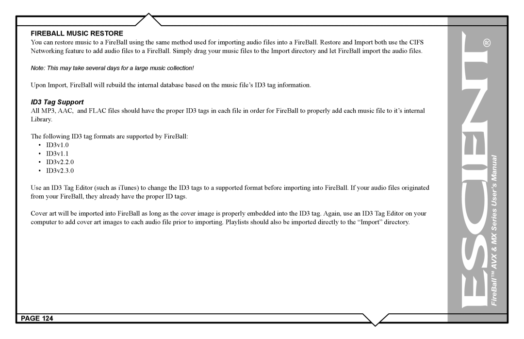 Escient AVX user manual ID3 Tag Support 