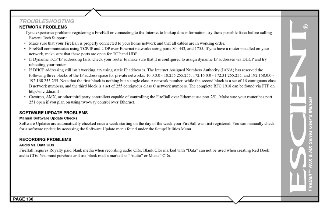 Escient AVX user manual Manual Software Update Checks 