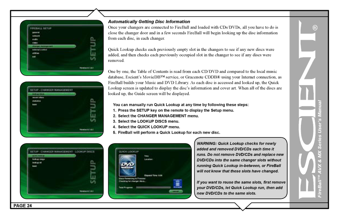 Escient AVX user manual Automatically Getting Disc Information 