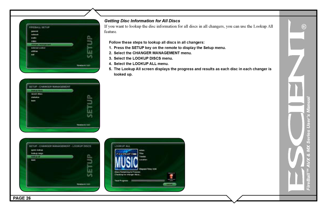 Escient AVX user manual Getting Disc Information for All Discs 