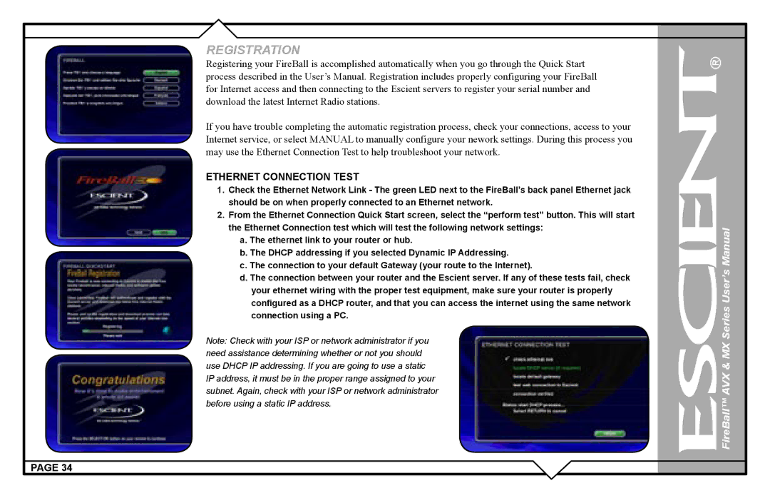 Escient AVX user manual Registration 