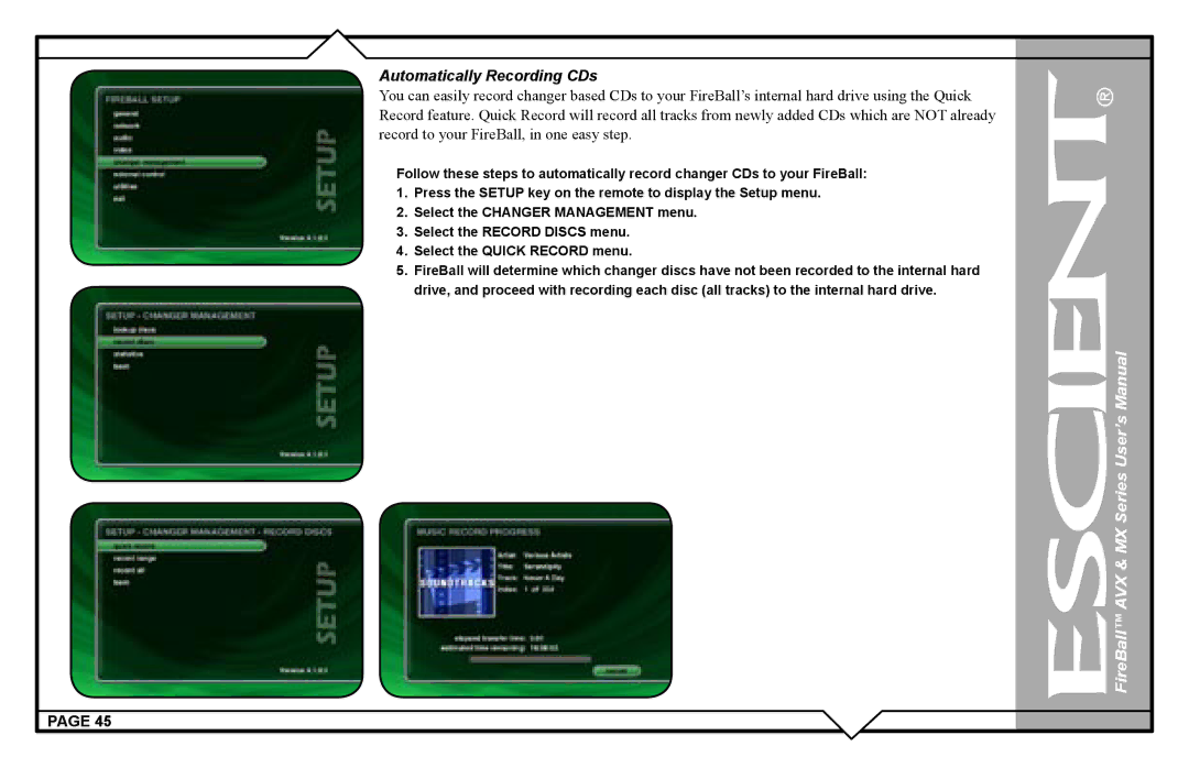 Escient AVX user manual Automatically Recording CDs 