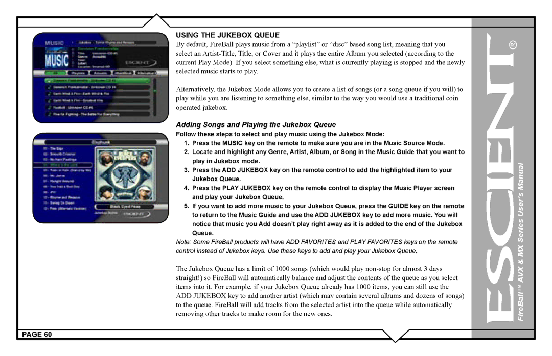 Escient AVX user manual Queue 