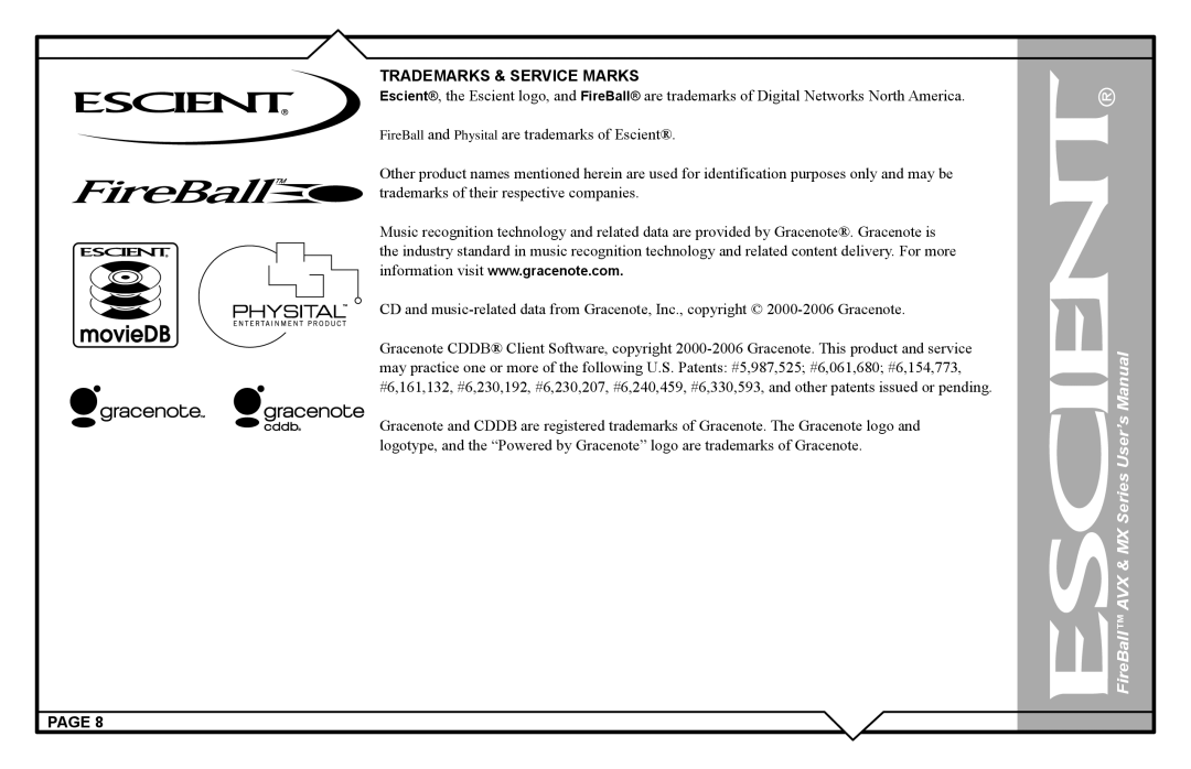 Escient AVX user manual Trademarks & Service Marks 