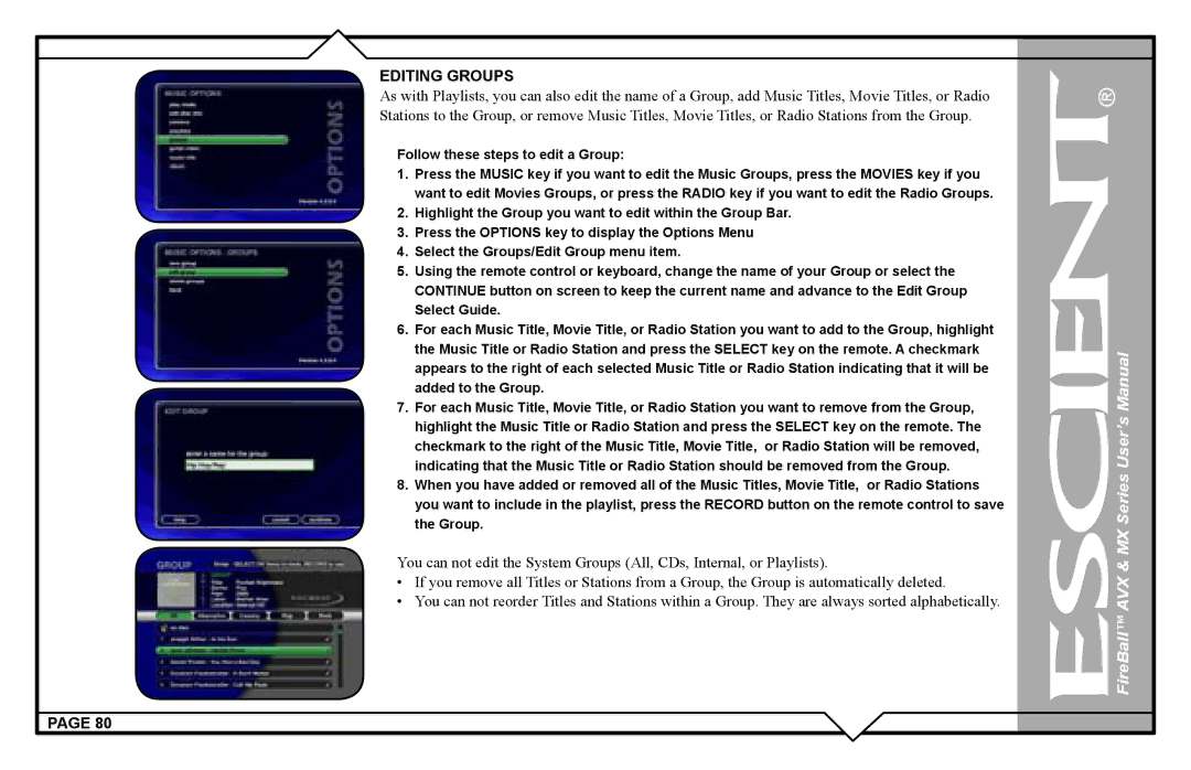 Escient AVX user manual Follow these steps to edit a Group 