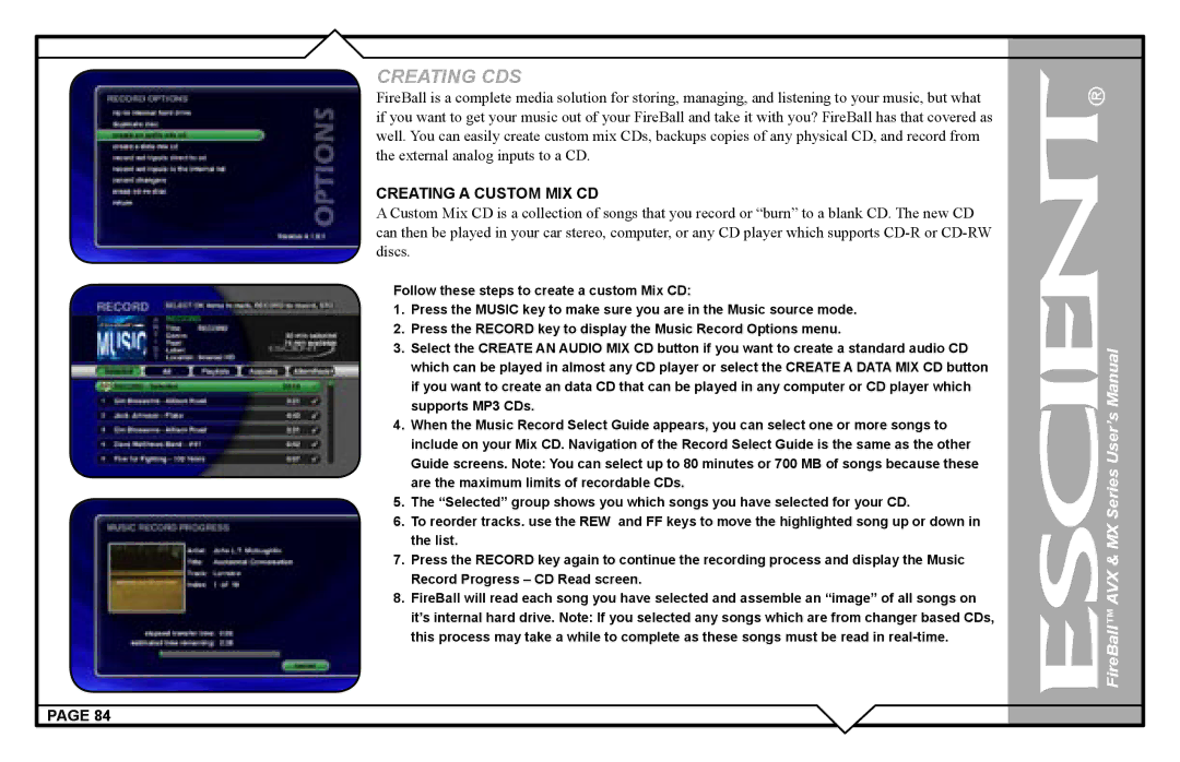 Escient AVX user manual Creating CDS 