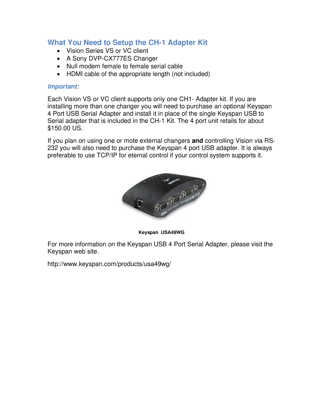 Escient manual What You Need to Setup the CH-1 Adapter Kit 