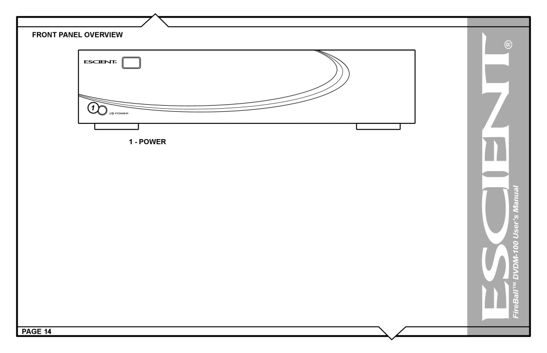 Escient DVDM-100 user manual Front Panel Overview, Power 