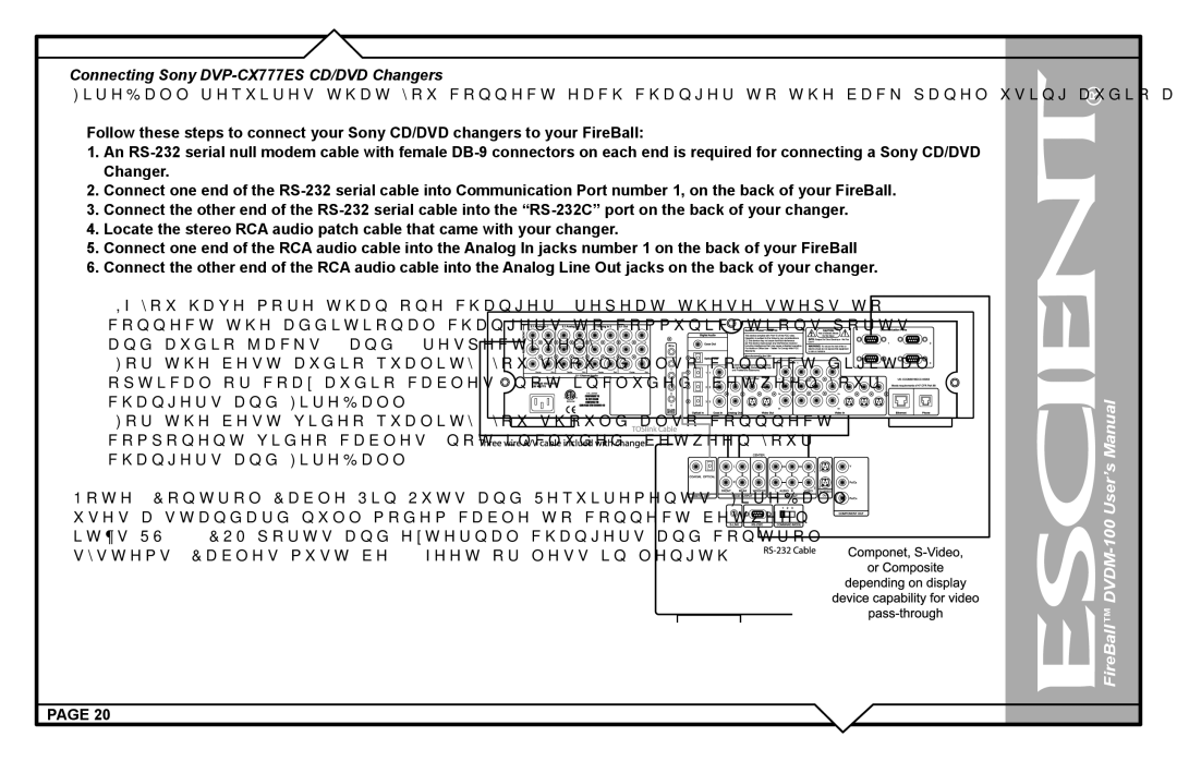 Escient DVDM-100 user manual Connecting Sony DVP-CX777ES CD/DVD Changers 