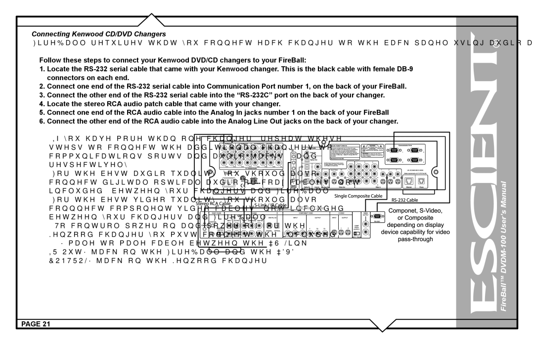 Escient DVDM-100 user manual Connecting Kenwood CD/DVD Changers 