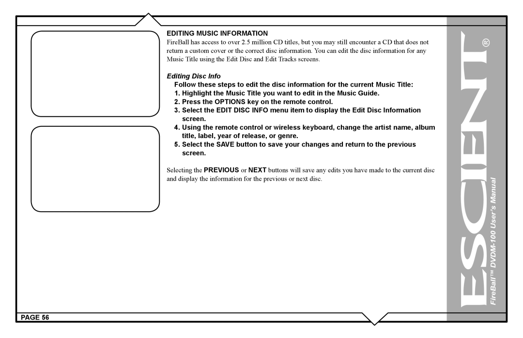 Escient user manual FireBall DVDM-100 User’s Manual 