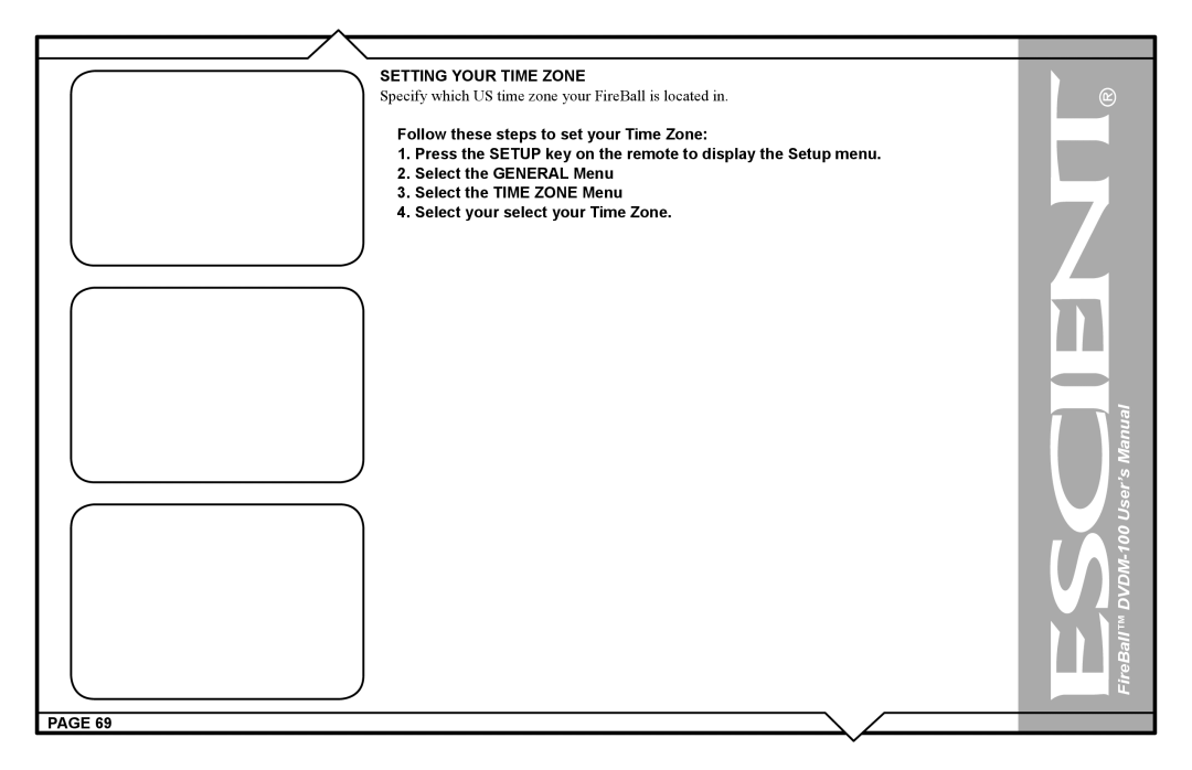 Escient DVDM-100 user manual Setting Your Time Zone 