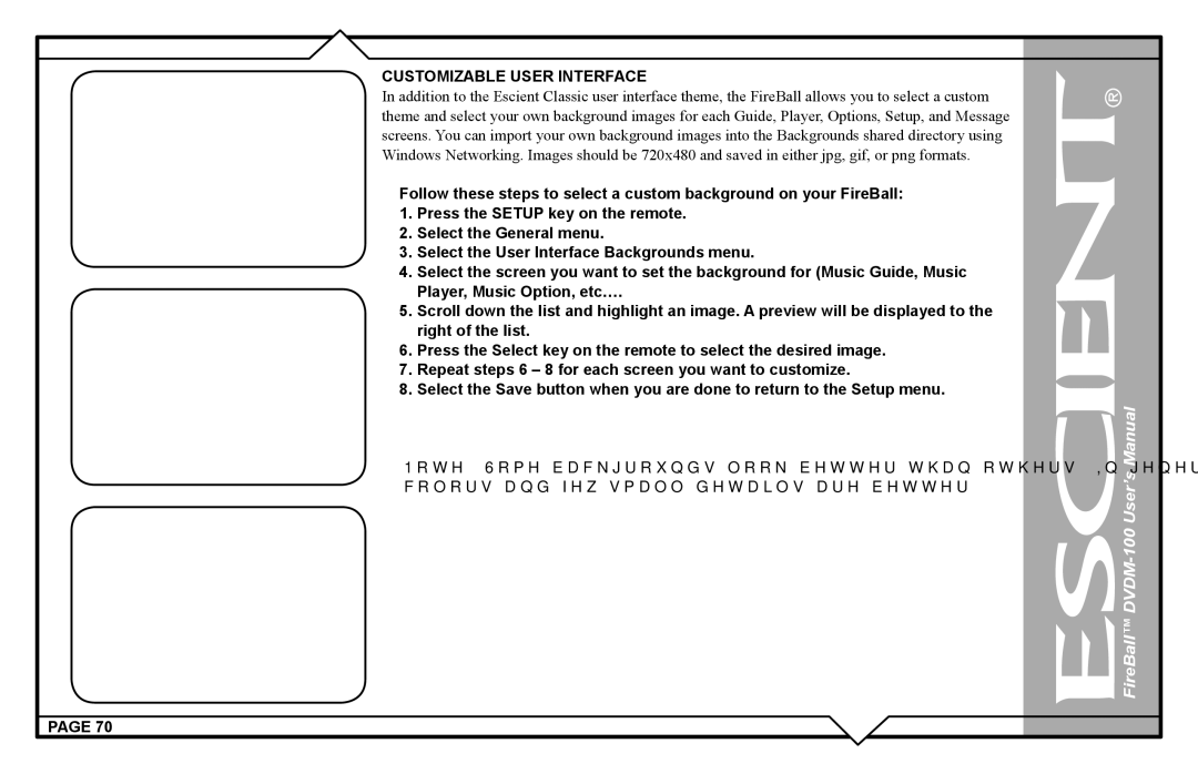 Escient DVDM-100 user manual Customizable User Interface 