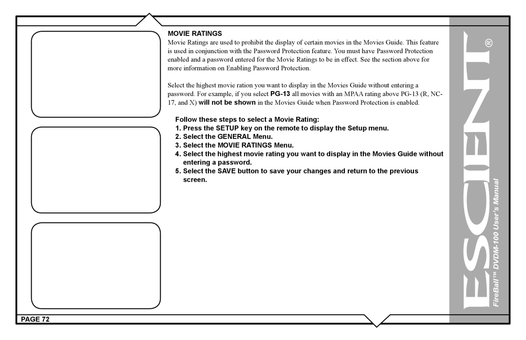 Escient DVDM-100 user manual Movie Ratings 