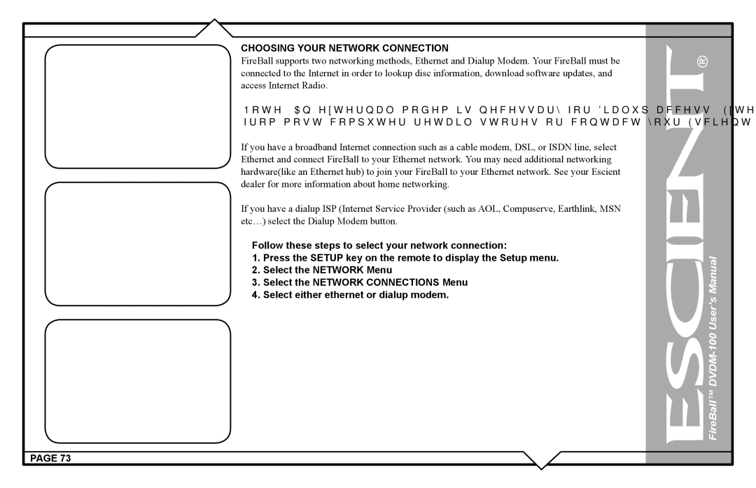 Escient DVDM-100 user manual Choosing Your Network Connection 