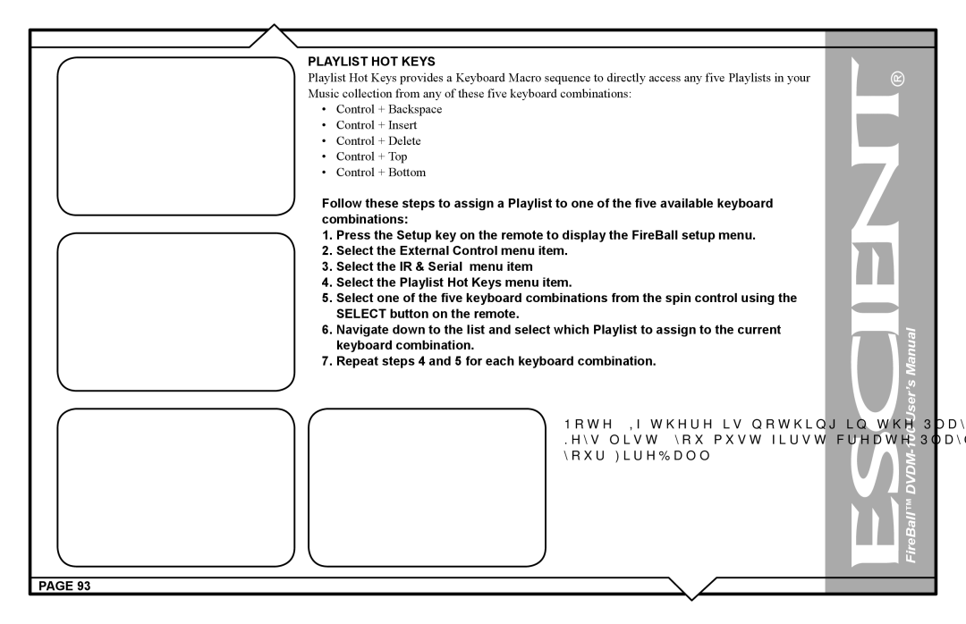 Escient DVDM-100 user manual Playlist HOT Keys 