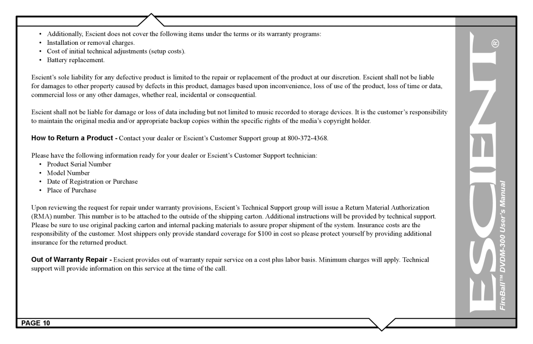 Escient user manual FireBall DVDM-300 User’s Manual 